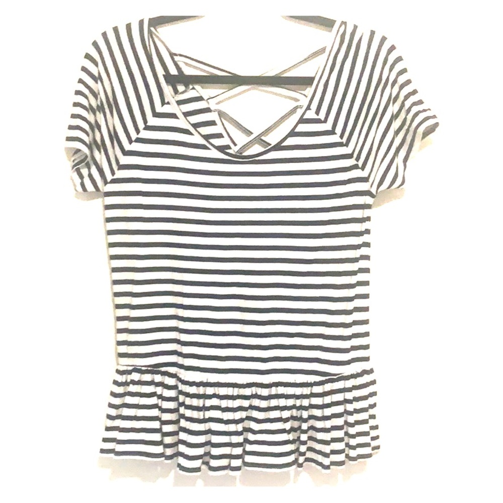NWT Lucky Brand Black and White Striped Top